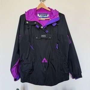 Vintage Jansport Black & Purple Anorak Jacket | 90s Pullover Coat